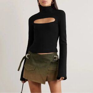 NWT A.W.A.K.E. MODE Cutout jersey turtleneck top in black size 44